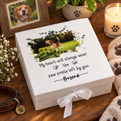 Pet Memorial Box, Personalised Paw Print Photo Keepsake For Pets ukgiftstoreonline