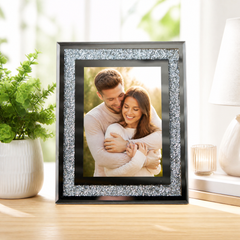 Crushed Crystal Photo Frame, Silver Mirrored Jewel, 5X7 Inch ukgiftstoreonline