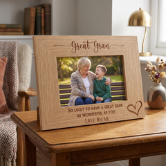 Personalised Great Gran Love Heart Engraved Landscape Photo Frame Gift personalised photo frames ukgiftstoreonline