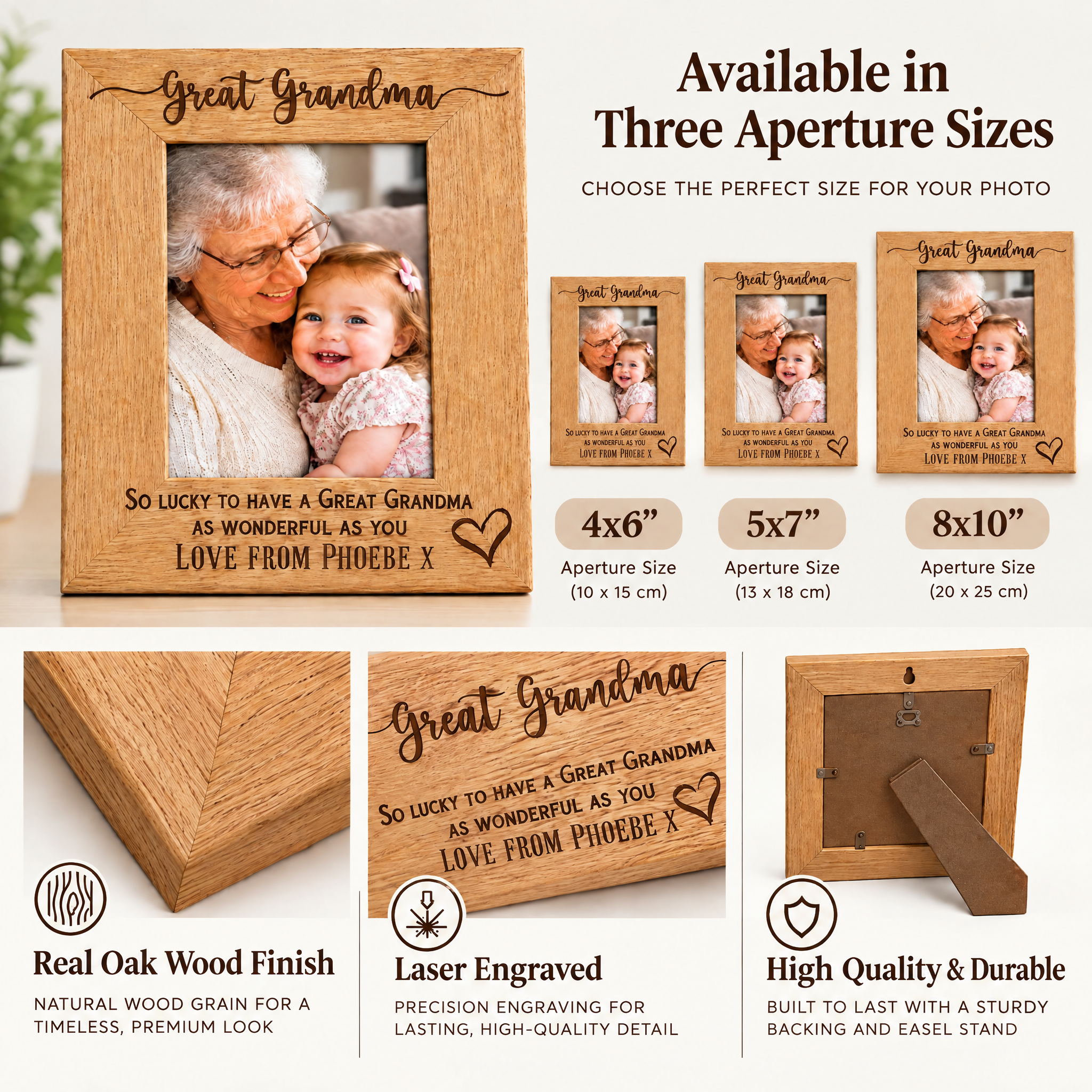 Personalised Grandma Love Heart Engraved Photo Frame Gift personalised photo frames ukgiftstoreonline