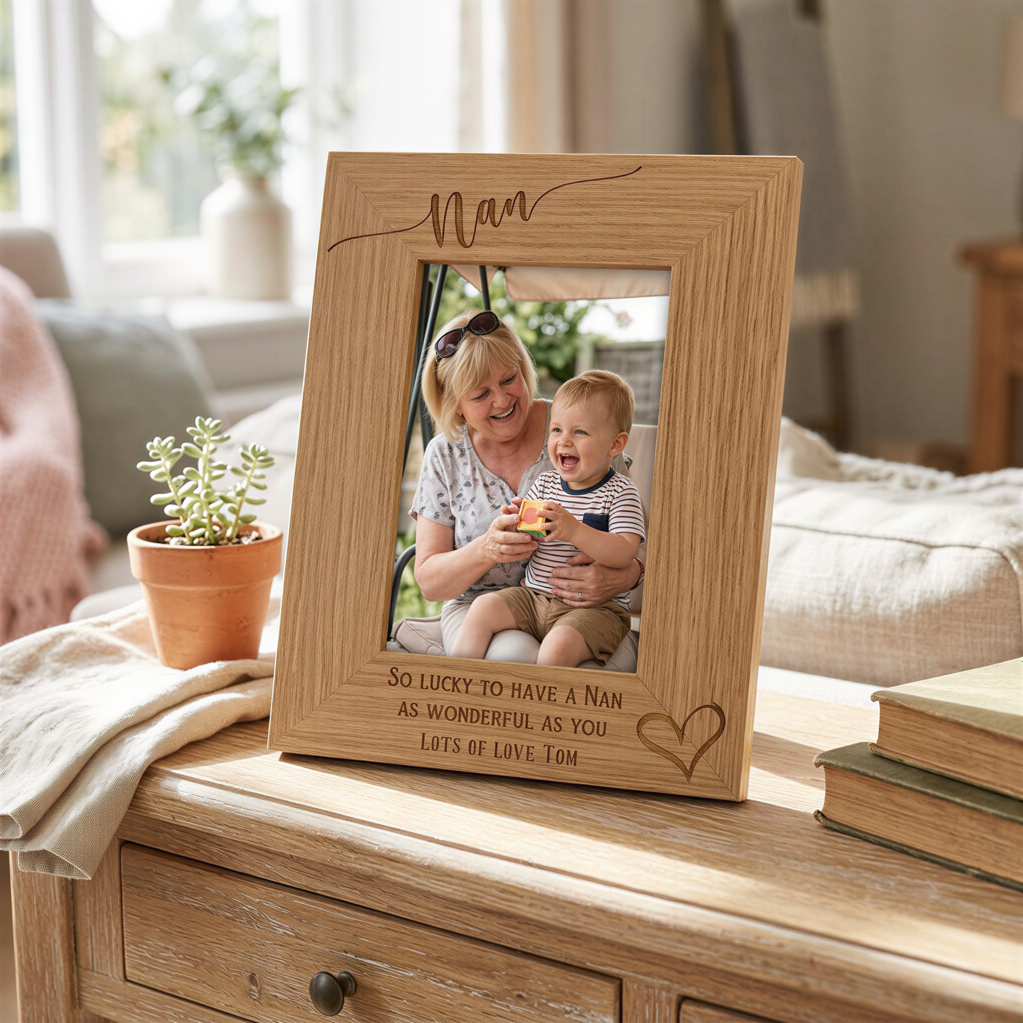 Personalised Nan Love Heart Engraved Portrait Photo Frame Gift personalised photo frames ukgiftstoreonline