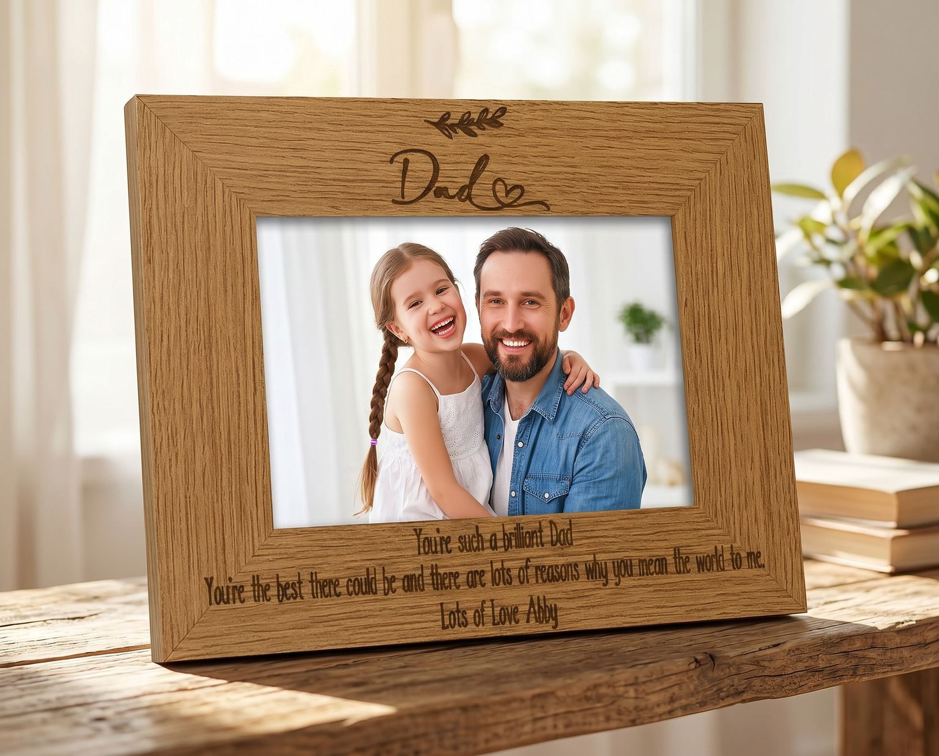 Personalised Dad Sentiment Gift Wooden Photo Picture Frame Landscape Photo Frame ukgiftstoreonline