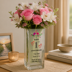Personalised 1st Anniversary Flower Vase Gift For Couple Husband Wife Loving Memory Remembrance ukgiftstoreonline
