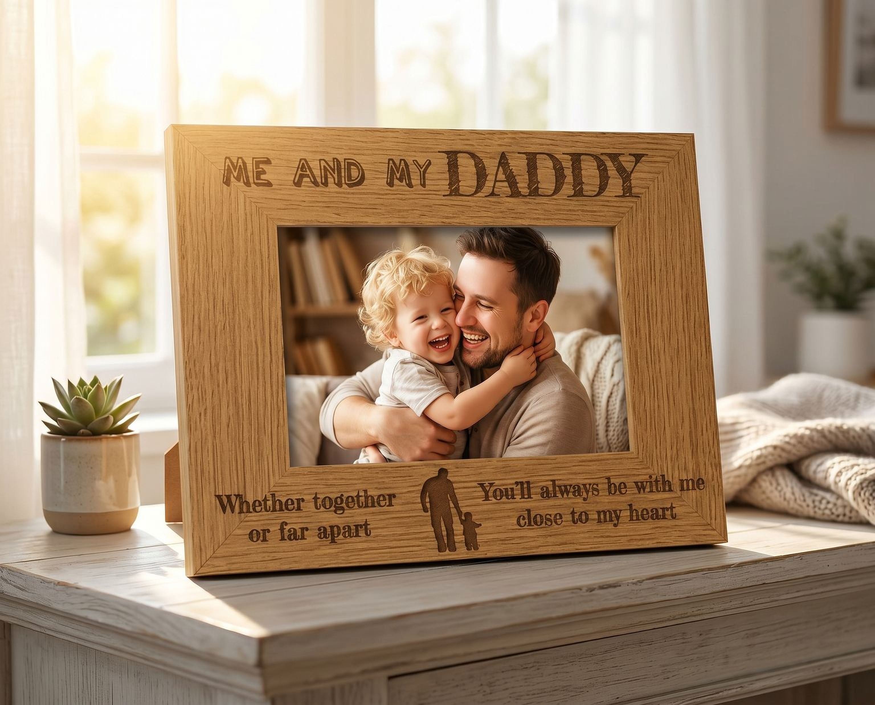 Dad Wooden Photo Frame – Oak Wood Picture Frame With Engraved Memory Display Daddy Photo Frame ukgiftstoreonline