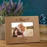 Personalised Wooden Mum Photo Frames Engraved Any Message Multiple Sizes With Leaves