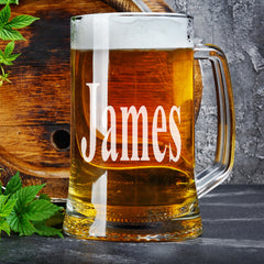 Personalised Name Bold Type Font Birthday Beer Tankard Glass Gift For Him