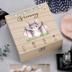 Personalised Wooden Baby Memory Keepsake Box With Cute Animals