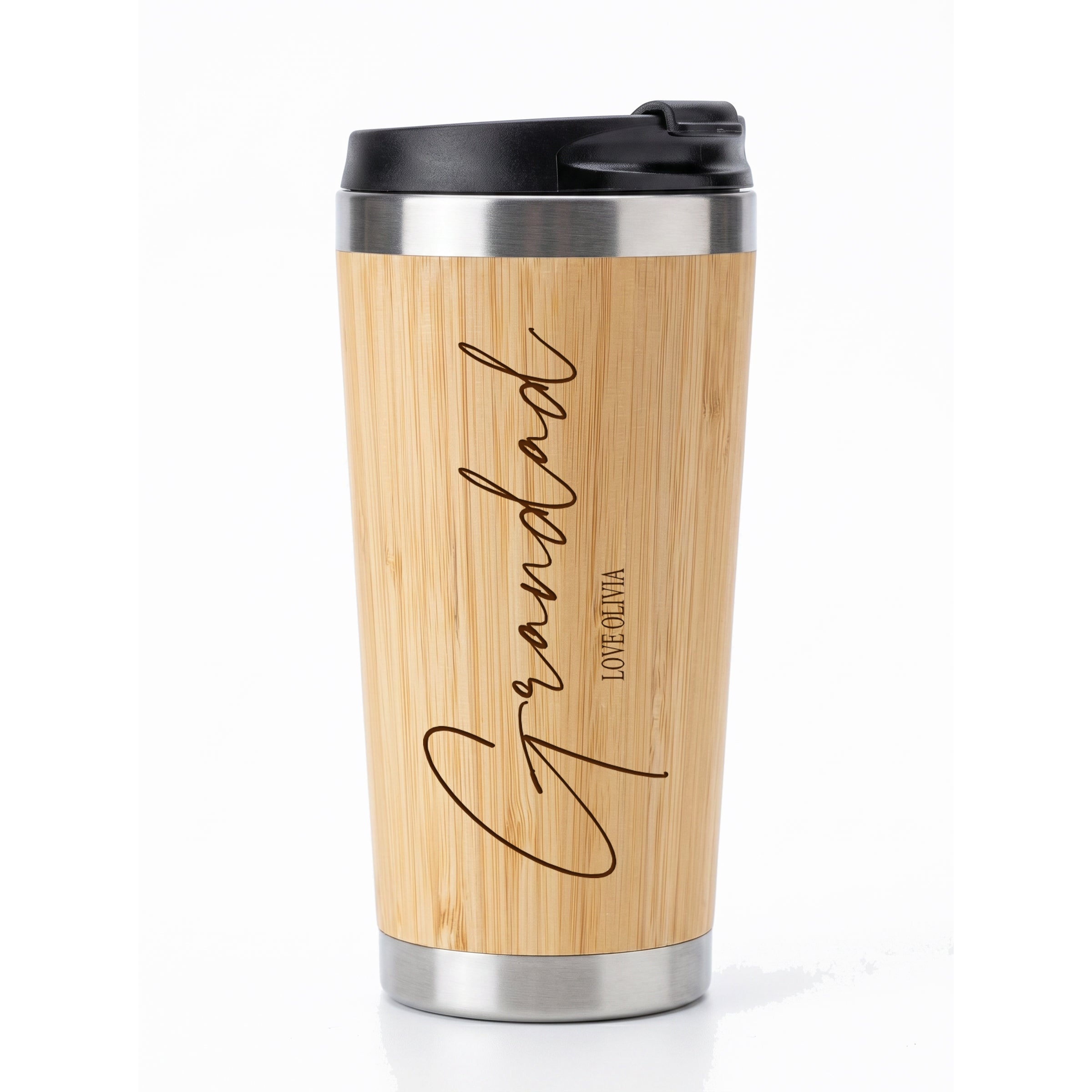 Personalised Bamboo Insulated Grandad Travel Mug Gift Personalised Mugs ukgiftstoreonline