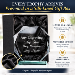 Personalised Jade Glass Trophy, 15Cm Octagonal Award For Engraving Jade Glass ukgiftstoreonline