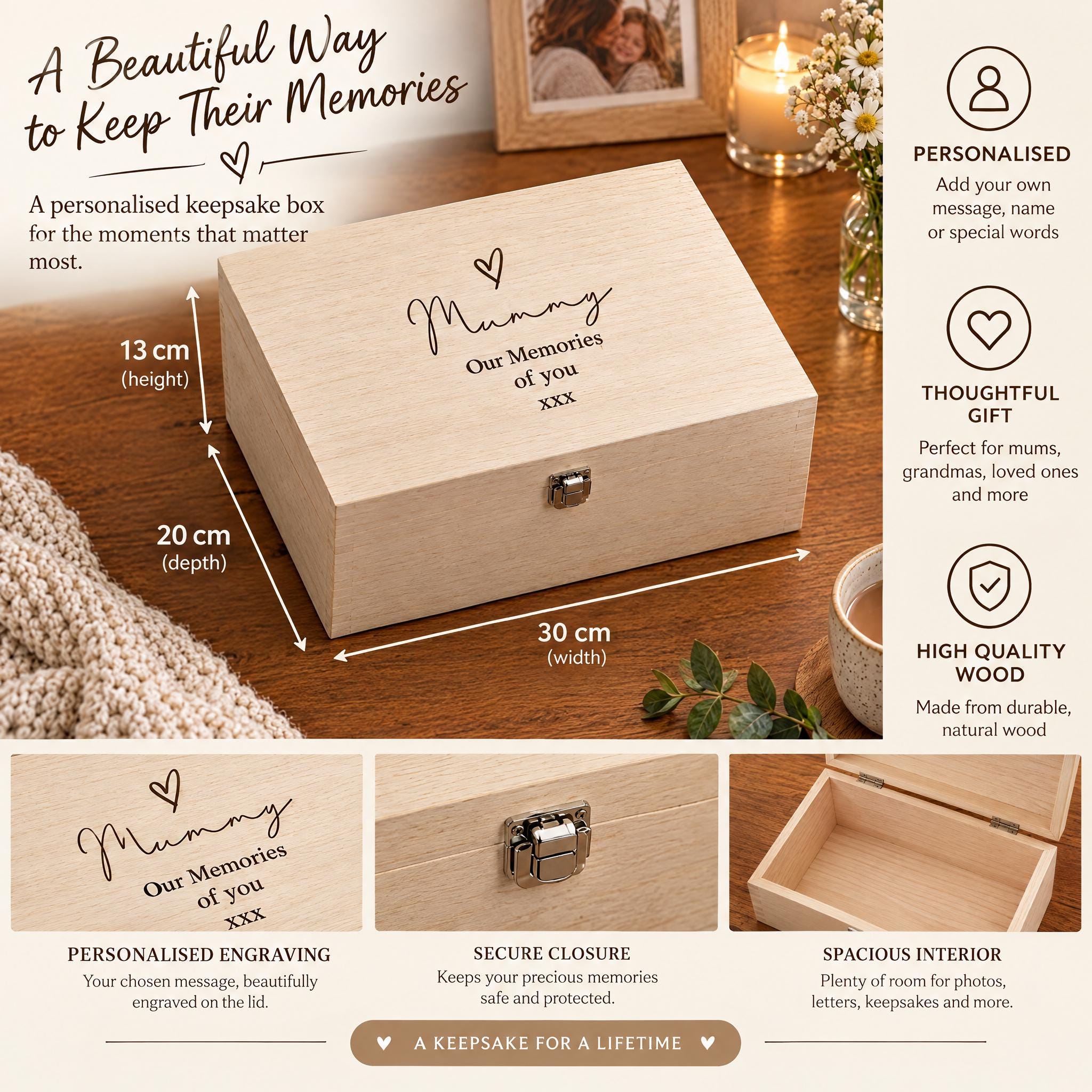 Personalised Keepsake Box | Wooden Engraved | 30cm or 17cm Sizes | Any Title | Any Sentiment ukgiftstoreonline