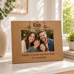 Personalised Family Photo Frame - Oak Wood Picture Frame With Stand & Engraved Family Name Family Photo frame ukgiftstoreonline