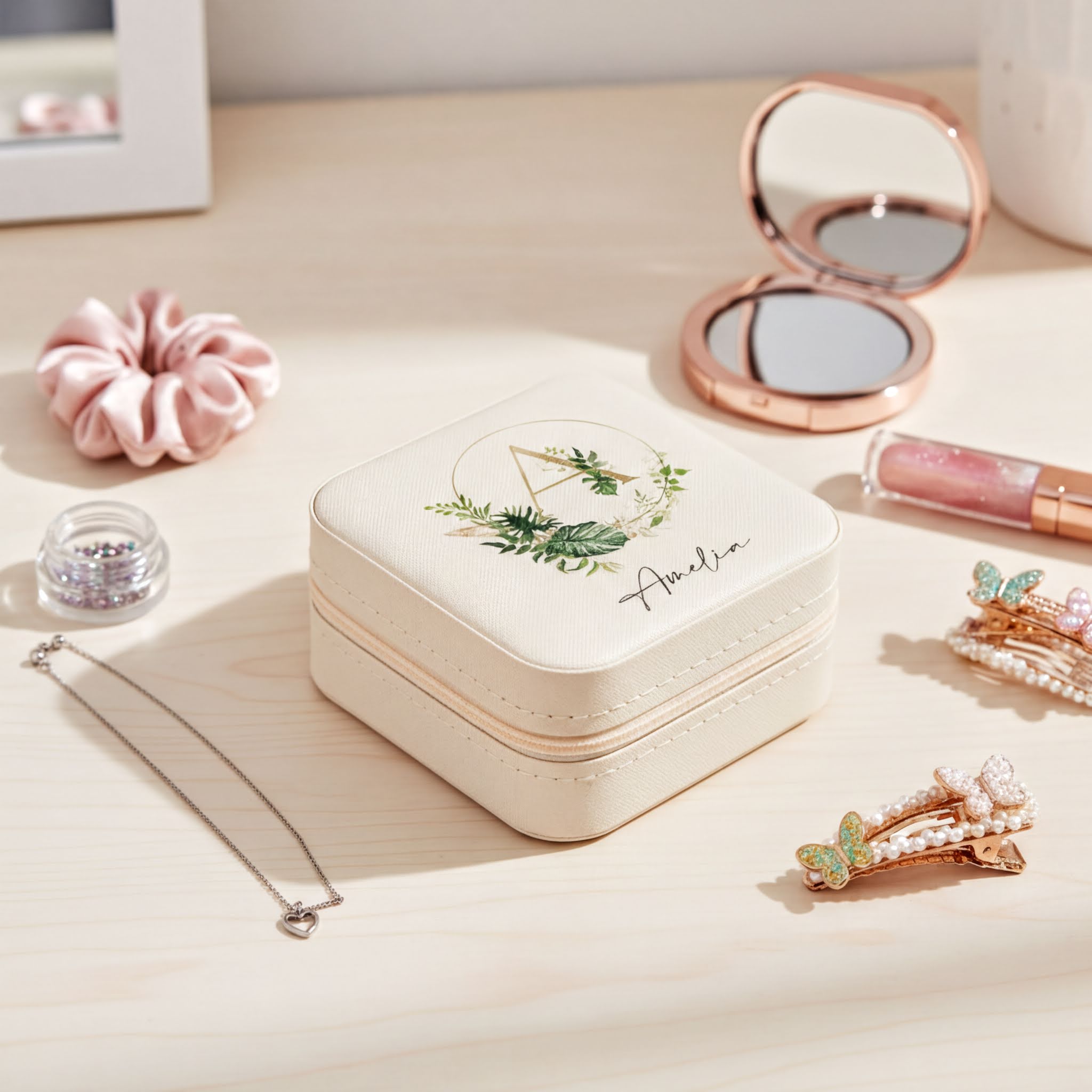 Personalised Any Name Monogram Jewellery Box Gift For Her Tropical Theme Personalised Jewellery Box ukgiftstoreonline