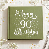 90th Birthday Olive Green Album, Star Motif, 50 Prints, Captions ukgiftstoreonline