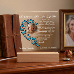 Personalised Photo Memorial Lamp Night Light Condolence Sympathy Gift Heart Butterfly Personalised Heart Gifts ukgiftstoreonline