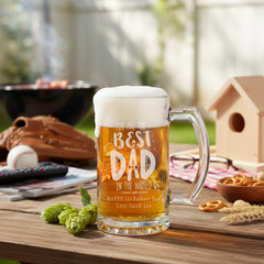Personalised Engraved Best Dad In The World Father Day Birthday Christmas Beer Glass Gift personalised beer glasses ukgiftstoreonline