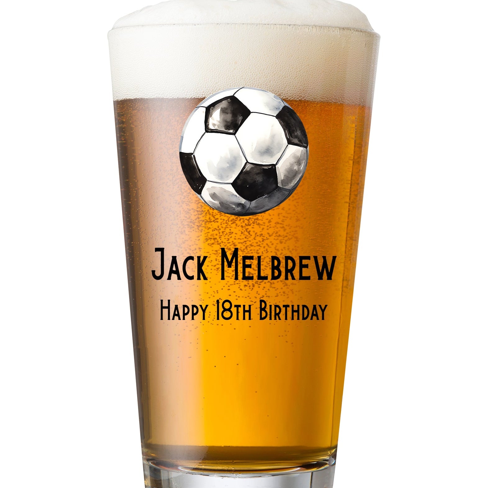 Personalised Football Themed Beer Glass Gift For Birthday Or Events personalised beer glasses ukgiftstoreonline