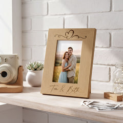 Love Heart Personalised Engraved Wooden Photo Frame Wedding, Anniversary, engagement Gift Photo Frame ukgiftstoreonline