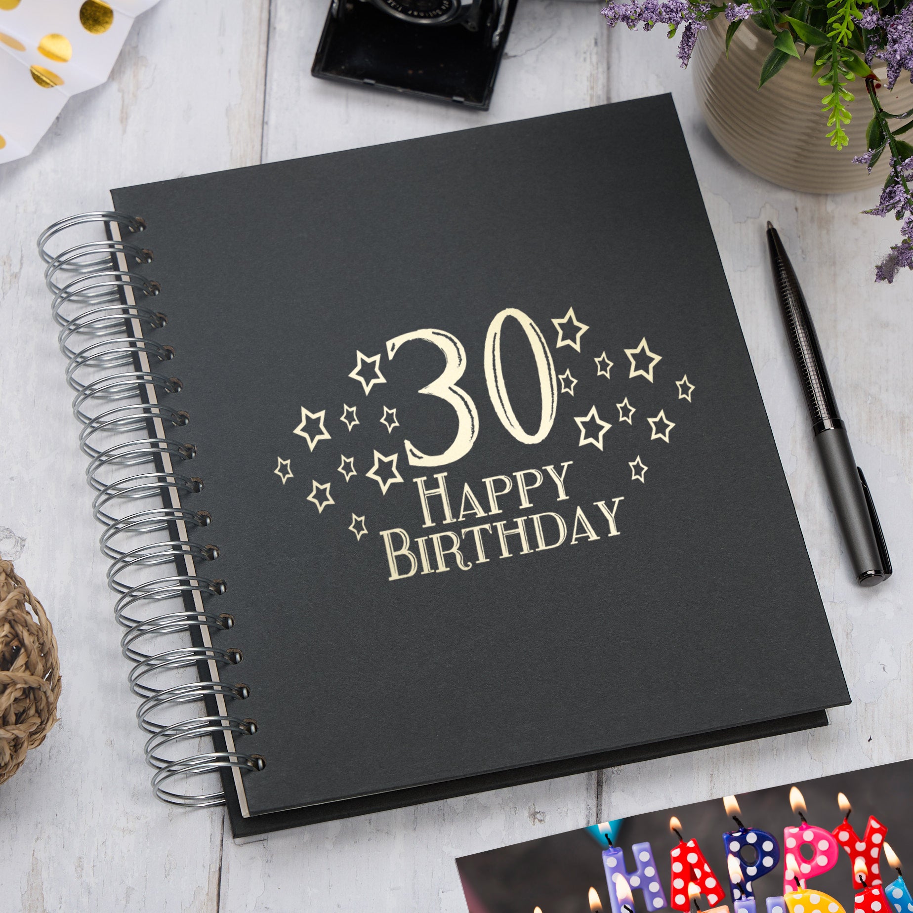 30th Birthday Memory Photo Album Star Design With Various Colours Photo Album ukgiftstoreonline Black 4x6 Inch Album