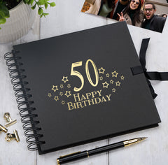 50th Birthday Memory Scrapbook Album With Star Design Various Colours Available