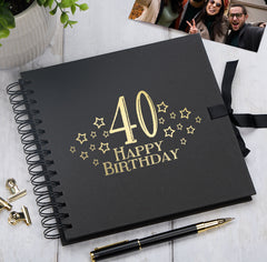 40th Birthday Memory Scrapbook Album With Star Design Various Colours Available
