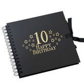 Wholesale Trade Pack of 10 - 10th Birthday Scrapbooks With Star Design Birthday Photo Album ukgiftstoreonline Black