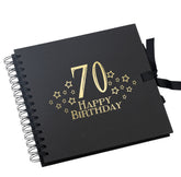 Wholesale Trade Pack of 10 - 70th Birthday Scrapbooks With Star Design Birthday Photo Album ukgiftstoreonline Black