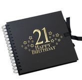 Wholesale Trade Pack of 10 - 21st Birthday Scrapbooks With Star Design Birthday Photo Album ukgiftstoreonline Black