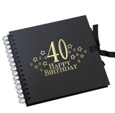Wholesale Trade Pack of 10 - 40th Birthday Scrapbooks With Star Design Birthday Photo Album ukgiftstoreonline Black