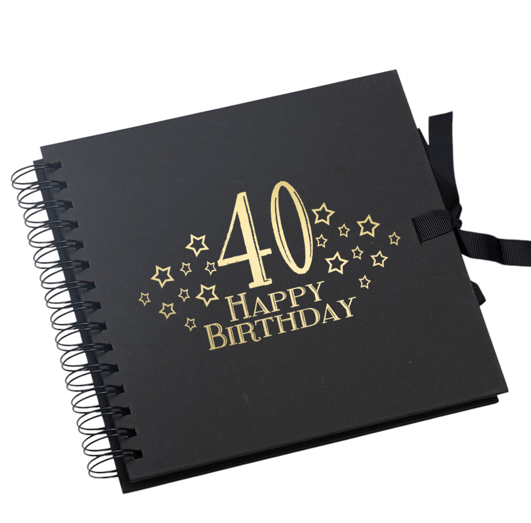 40th Birthday Black Scrapbook, Guest Book Or Photo Album with Gold Script Scrapbook Guest Book ukgiftstoreonline