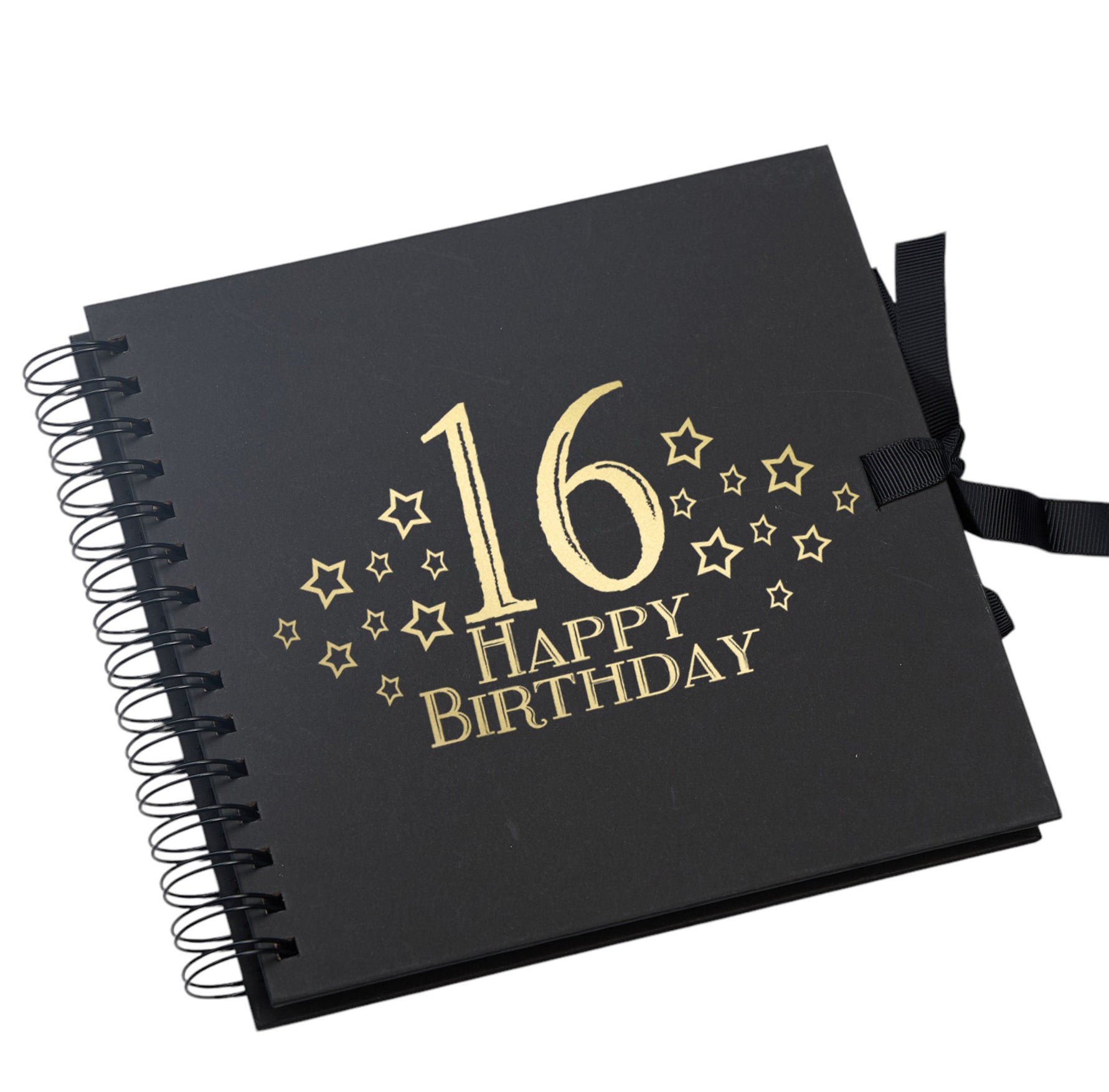 16th Birthday Black Scrapbook, Guest Book Or Photo Album with Gold Script Scrapbook ukgiftstoreonline