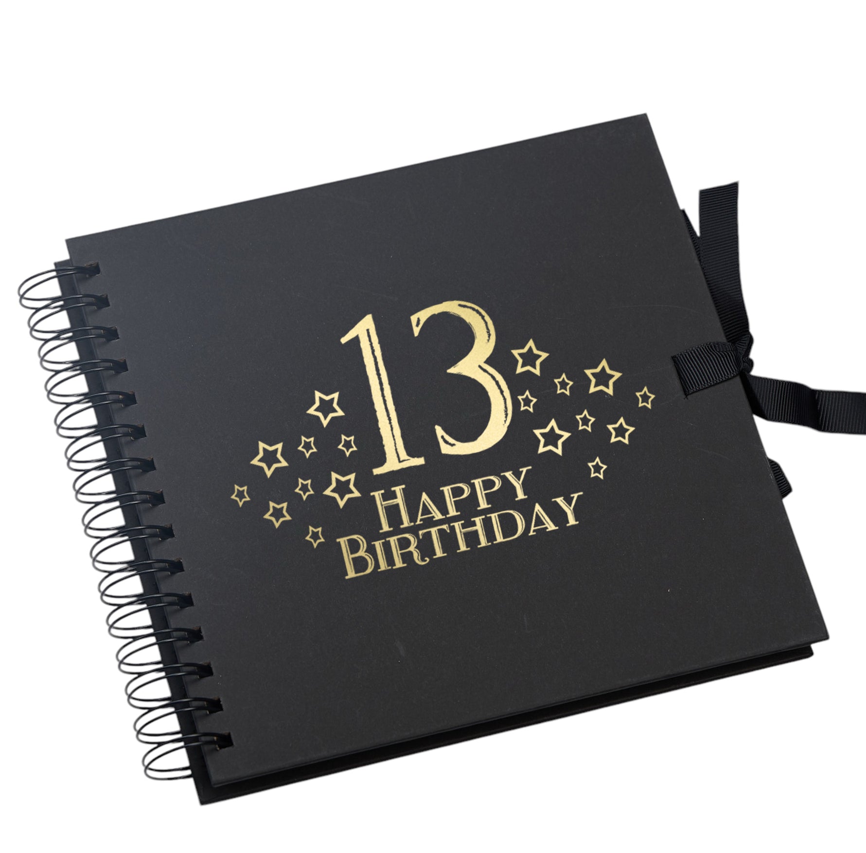13th Birthday Black Scrapbook, Guest Book Or Photo Album with Gold Script Birthday Photo Album ukgiftstoreonline
