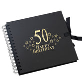 Wholesale Trade Pack of 10 - 50th Birthday Scrapbooks With Star Design Birthday Photo Album ukgiftstoreonline Black