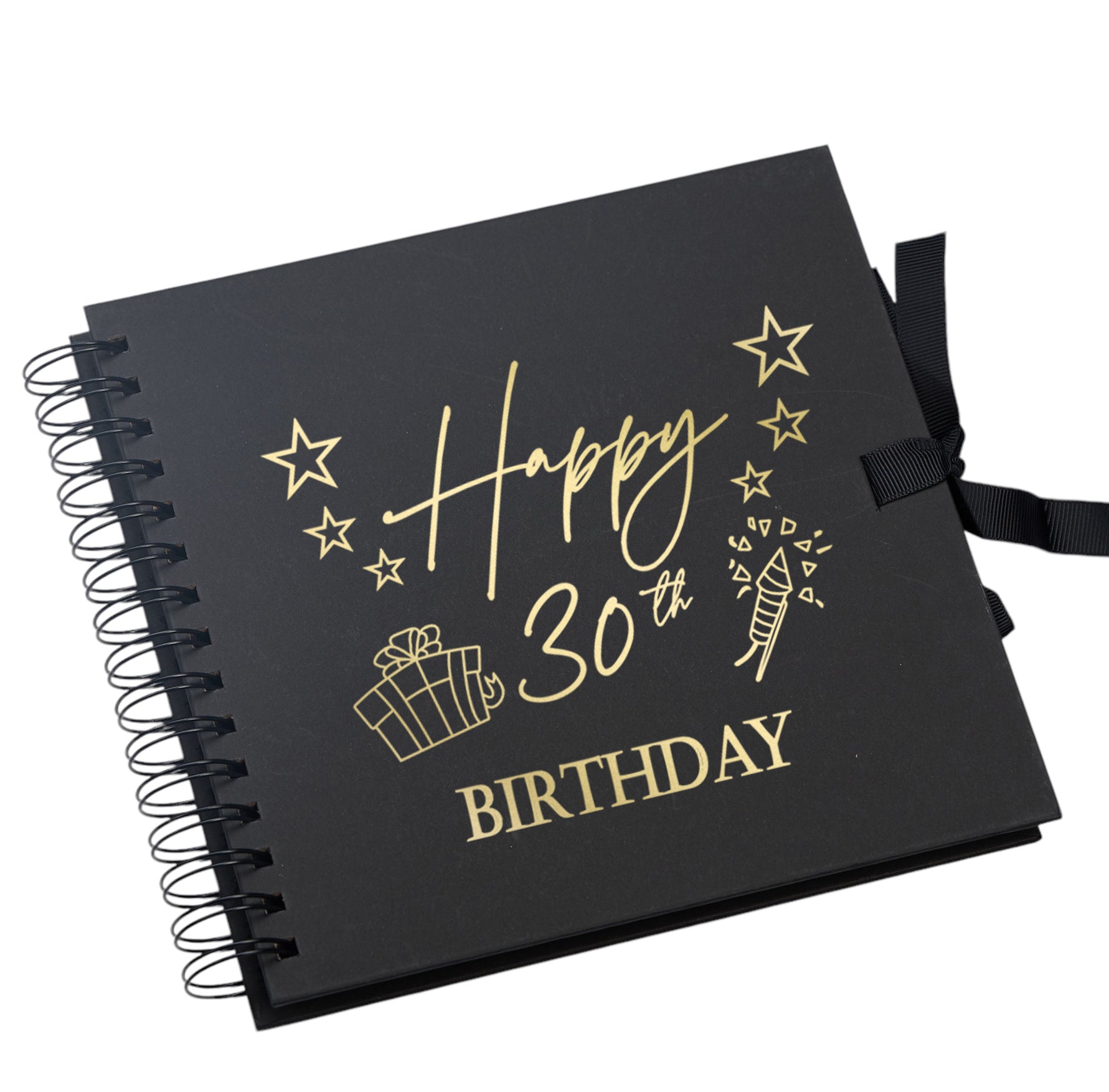 30th Birthday Black Scrapbook Photo Album with Gold Script Present Design Birthday Photo Album ukgiftstoreonline