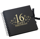 Wholesale Trade Pack of 10 - 16th Birthday Scrapbooks With Star Design Birthday Photo Album ukgiftstoreonline Black