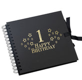 Wholesale Trade Pack of 10 - 1st Birthday Scrapbooks With Star Design Birthday Photo Album ukgiftstoreonline Black