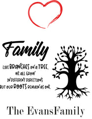 Personalised Family Branches Sentiment Lamp With Wood Base Night Light