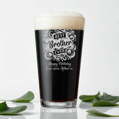 Personalised Engraved 1 Pint Beer Glass Gift For Brother