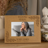 In Loving Memory Personalised Wooden Engraved Photo Frame Multiple Sizes With Flowers