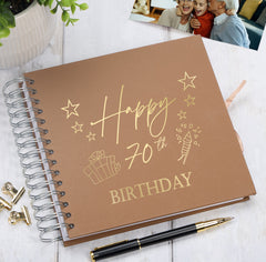 70th Birthday Memory Scrapbook Album With Present Design Various Colours Available