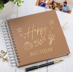 50th Birthday Memory Scrapbook Album With Present Design Various Colours Available
