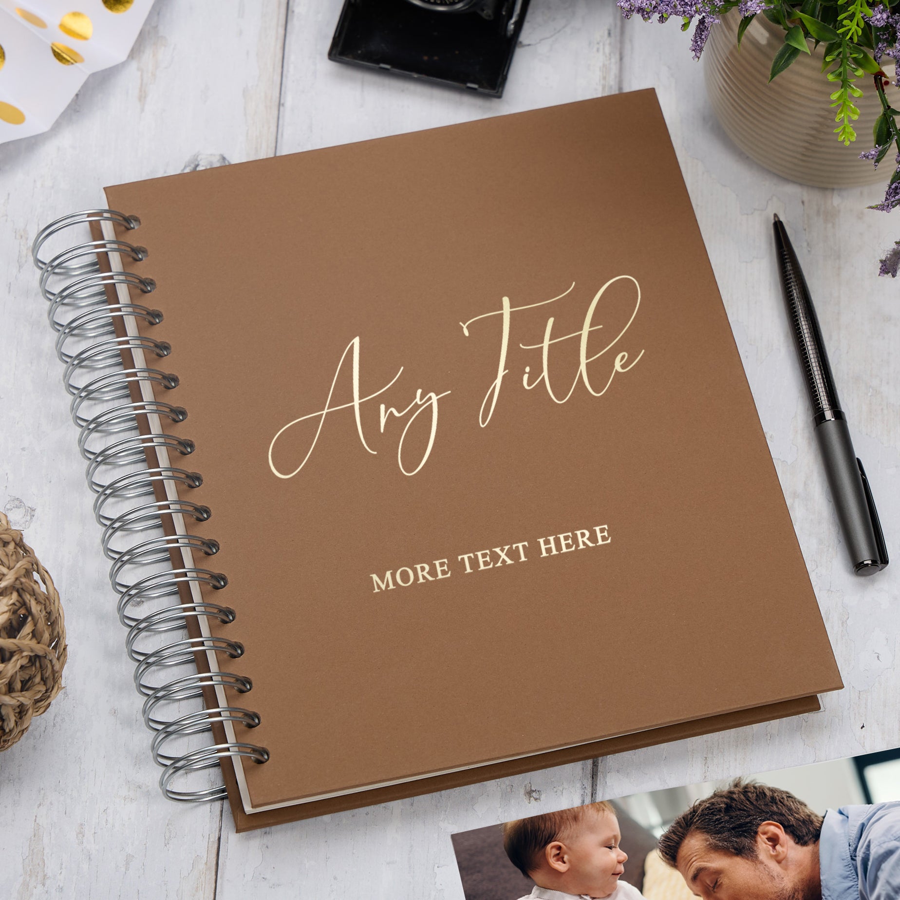 Personalised Large Photo Album With Any Title and Sentiment Multiple Colours Photo Album ukgiftstoreonline Brown 4x6 Inch Album