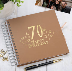 70th Birthday Memory Scrapbook Album With Star Design Various Colours Available
