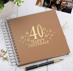 40th Birthday Memory Scrapbook Album With Star Design Various Colours Available