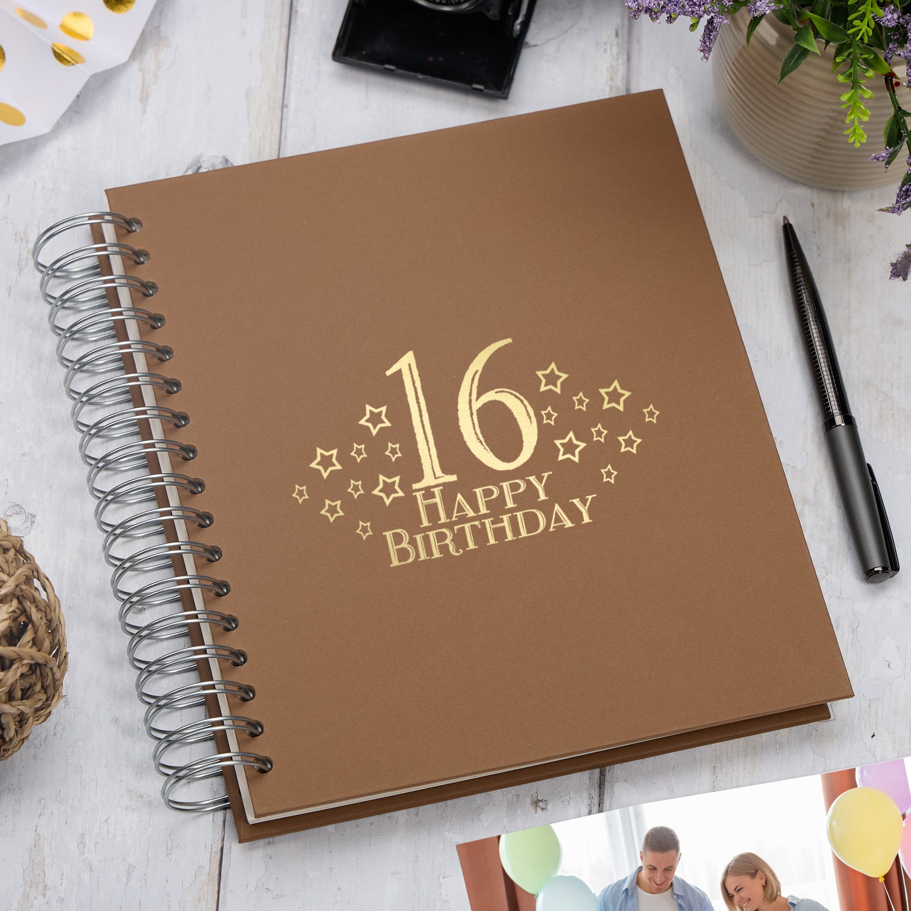 Large 16th Birthday Photo Album Memory Keepsake Gift With Stars Multiple Colours Photo Album ukgiftstoreonline Brown 4x6 Inch Album