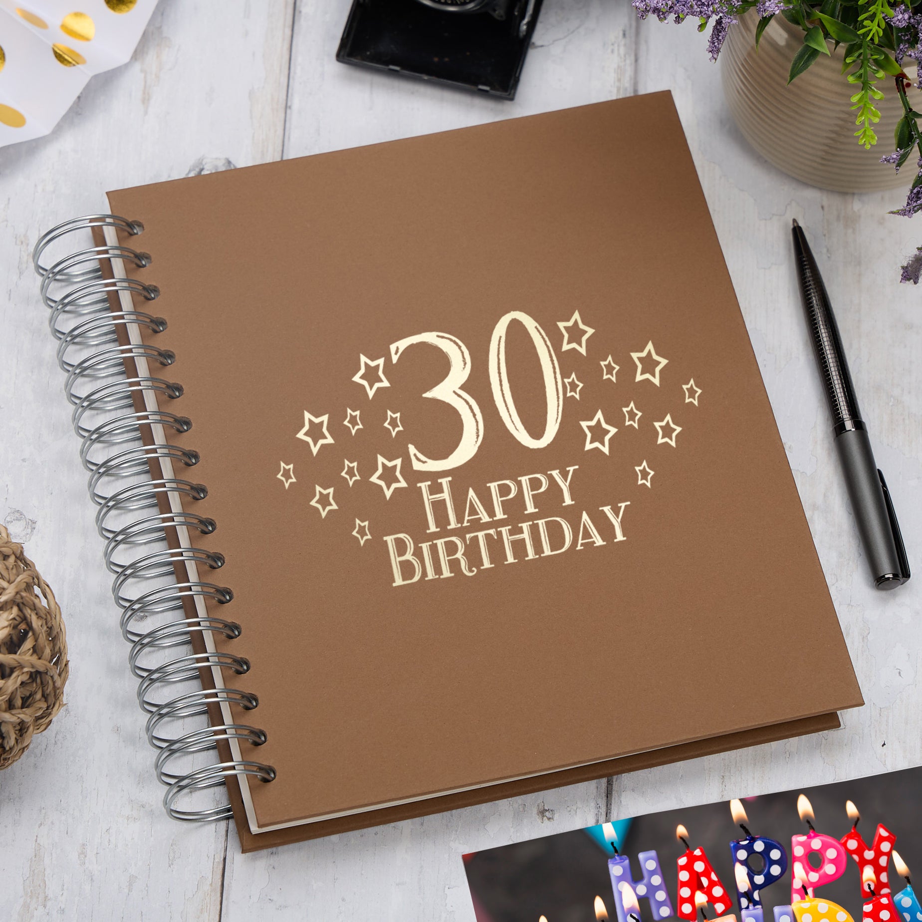 30th Birthday Memory Photo Album Star Design With Various Colours Photo Album ukgiftstoreonline Brown 4x6 Inch Album