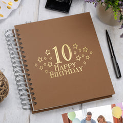 Large 10th Birthday Photo Album Memory Keepsake Gift With Stars Photo Album ukgiftstoreonline Brown 4x6 Inch Album