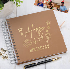 40th Birthday Memory Scrapbook Album With Present Design Various Colours Available