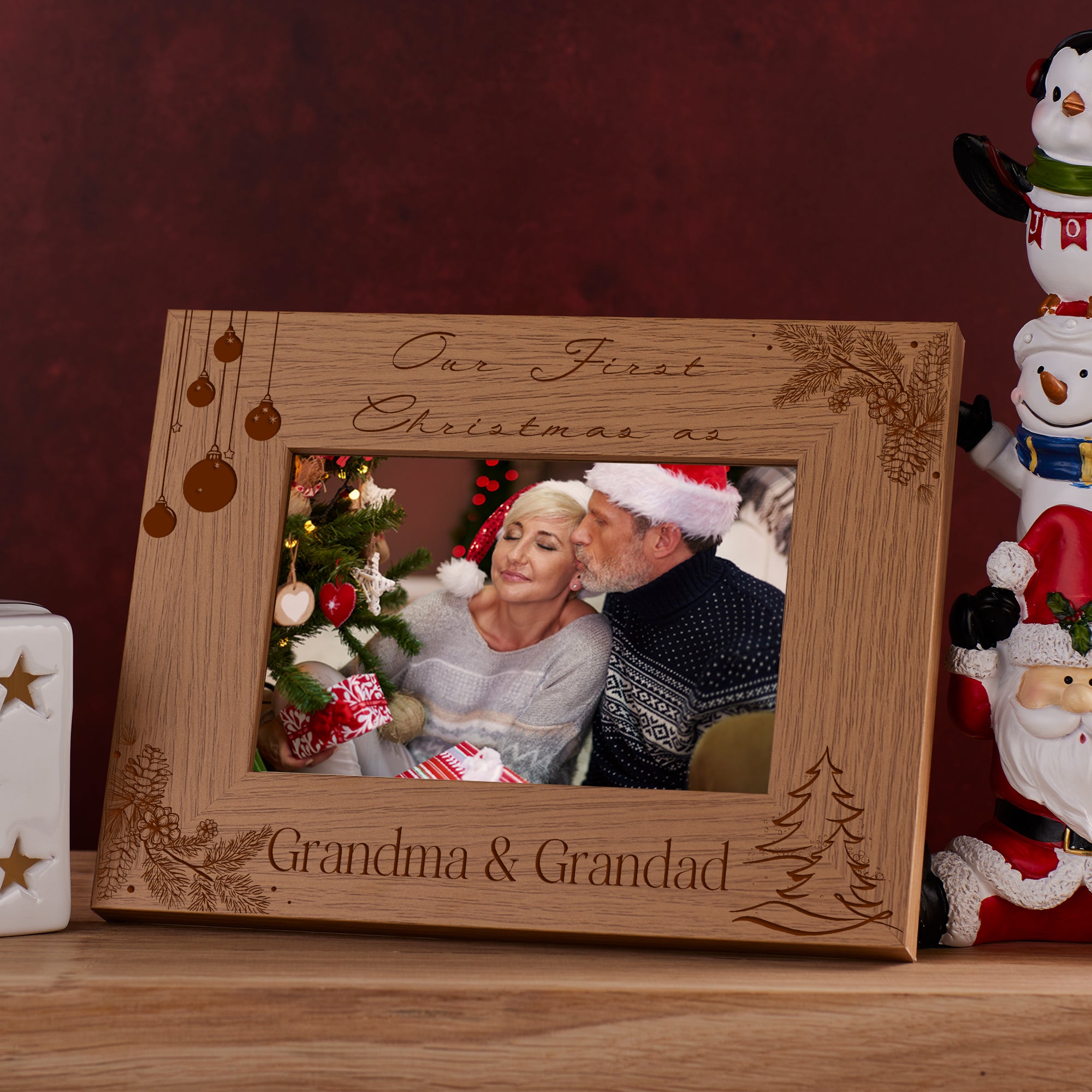 First Christmas As Grandma & Grandad Photo Frame Photo Frame ukgiftstoreonline Brown 6x4 Inch