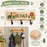 Personalised Solid Wood Coat Hook, Jungle Theme, Custom Printed ukgiftstoreonline