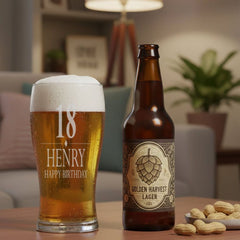 Personalised Birthday Beer Glass Engraved Pint Custom Name for Him any age personalised beer glasses ukgiftstoreonline